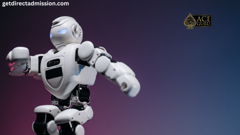 a white robot with a butterfly in the background