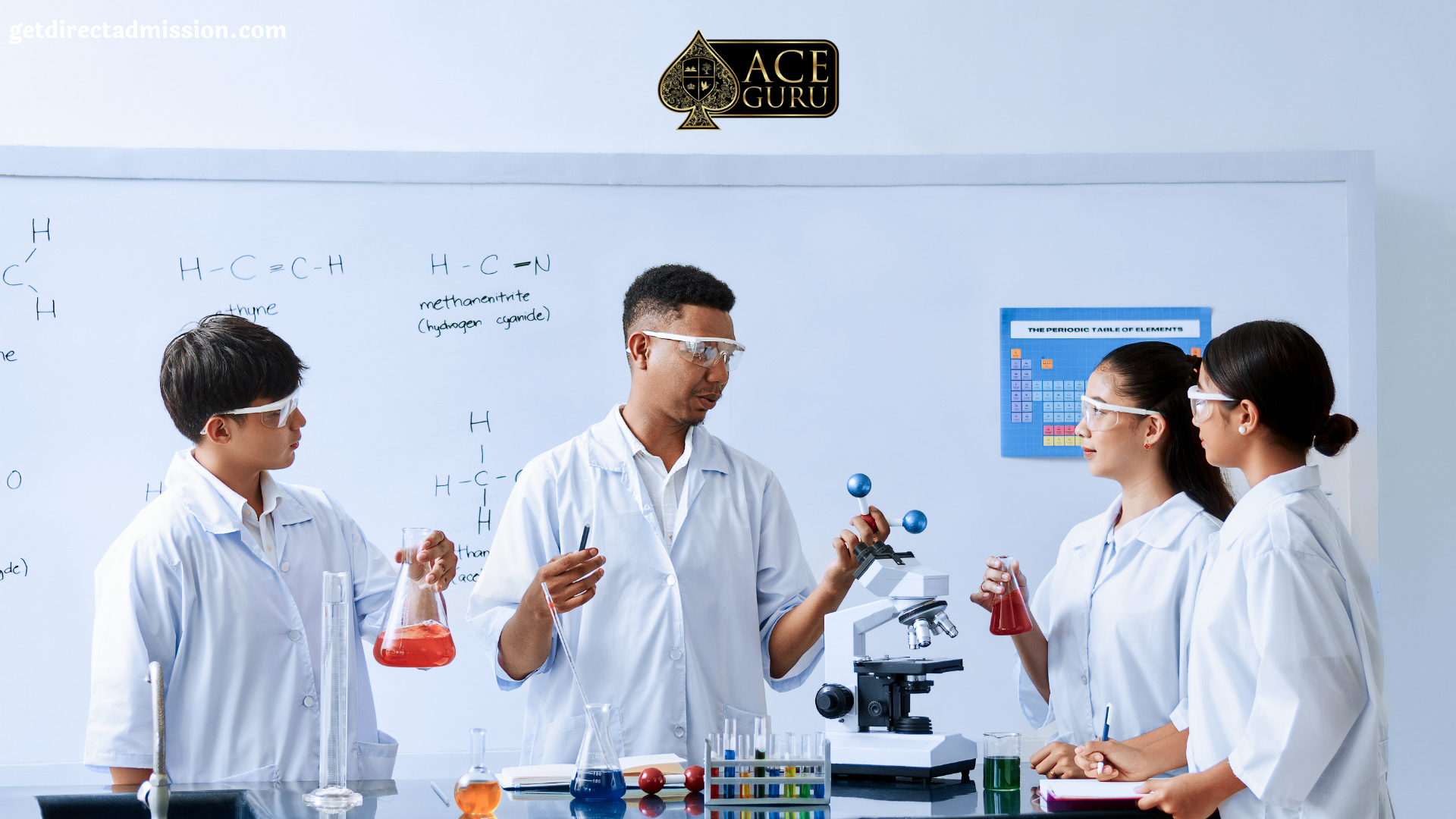 a group of people in lab coats