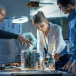 a group of people looking at a machine NMIT Bangalore Admission