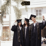a group of people in graduation gowns and caps