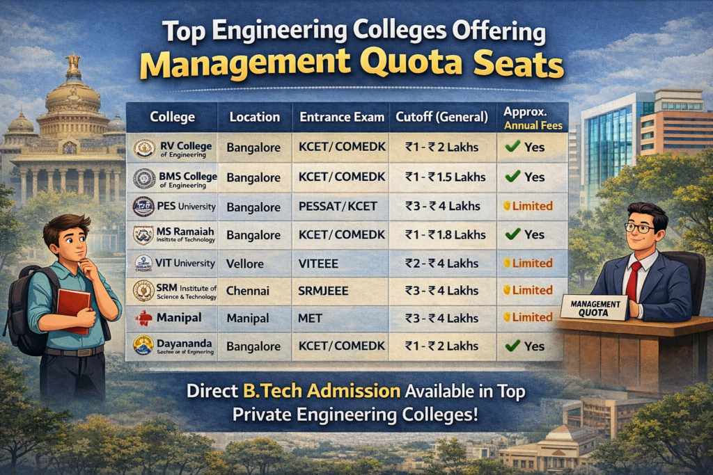 Top Engineering Colleges Offering Management Quota Seats